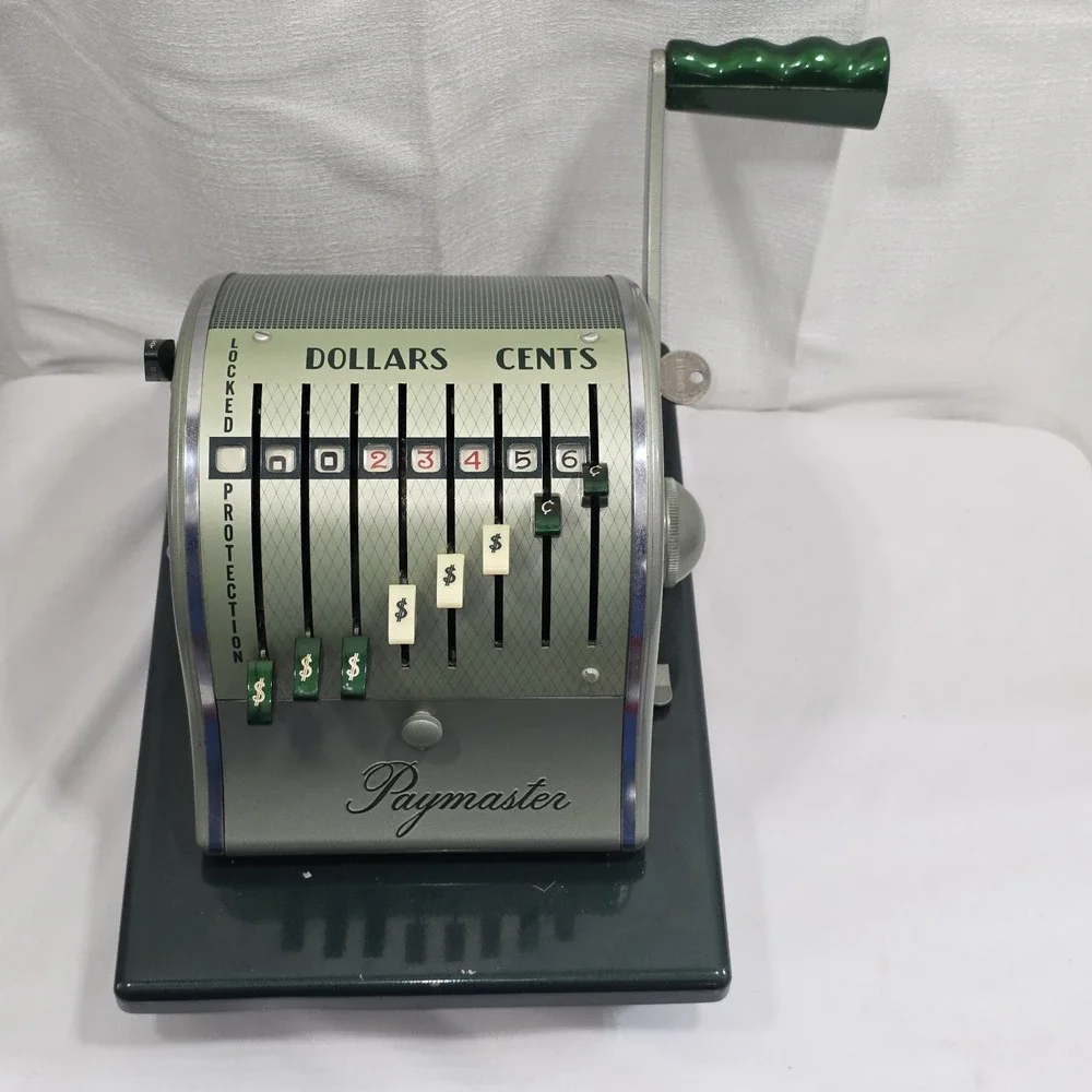 Vintage Paymaster Series Check Writer With‎ Keys MCM Art Deco Accounting